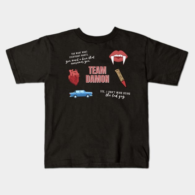 Team Damon Vampire Pack Kids T-Shirt by myabstractmind